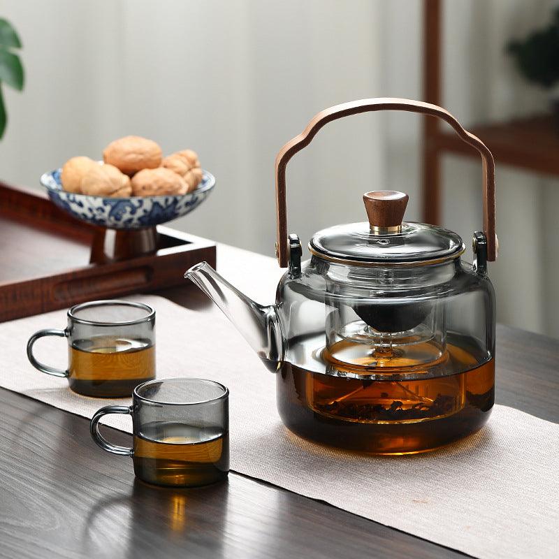 BowLift | Grijzen Teekanne | Wood &amp; Glass, Tea Maker