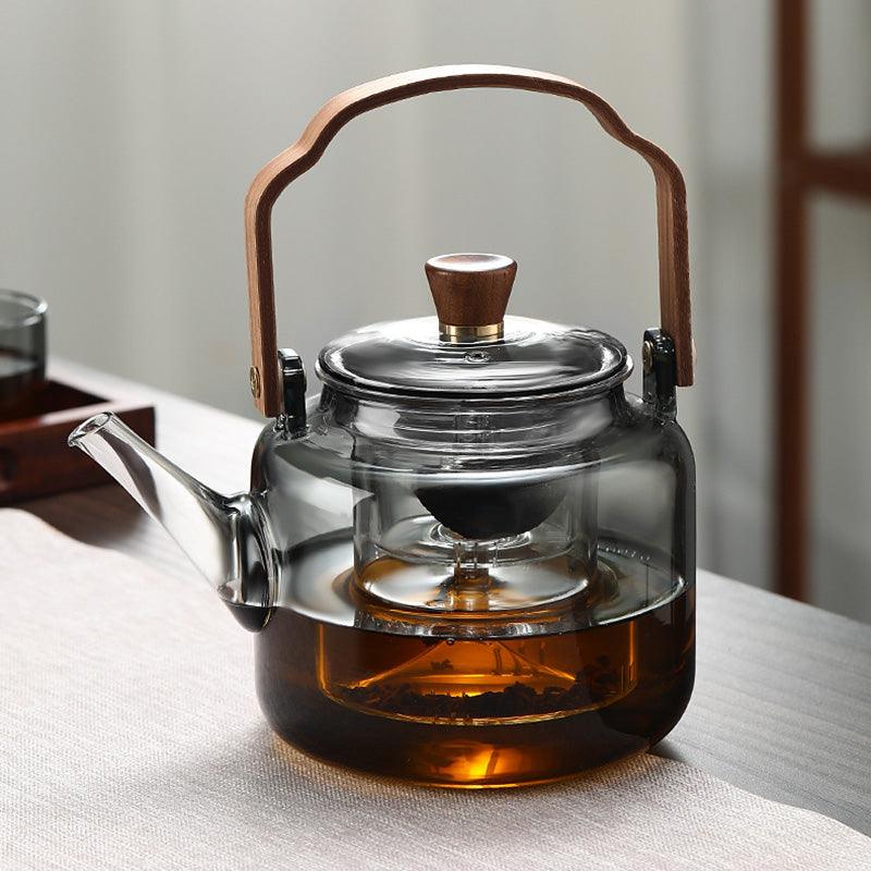 BowLift | Grijzen Teekanne | Wood &amp; Glass, Tea Maker