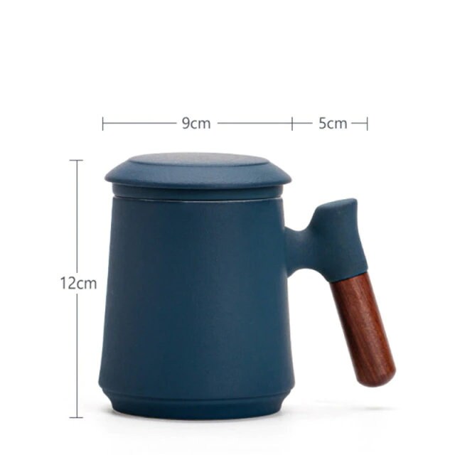 BowLift | Japanese Ceramic Tea Mug Set with Tea Strainer and Lid, Handmade