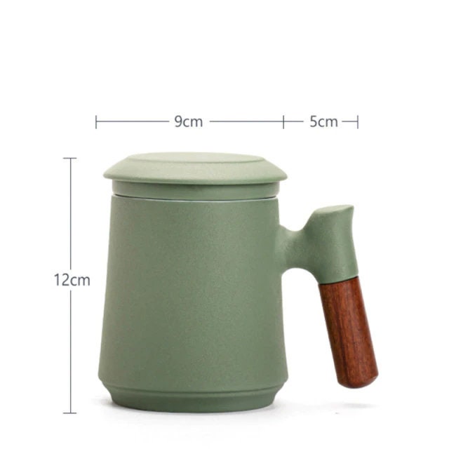 BowLift | Japanese Ceramic Tea Mug Set with Tea Strainer and Lid, Handmade