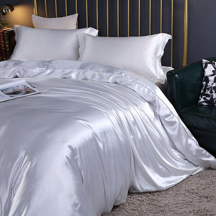 Silk/Satin Bed Linen Duvet Cover Luxury Set (2x Pillowcase, 1x Fitted Sheet, 1x Duvet)