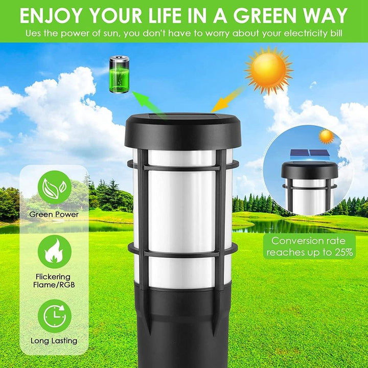 Solar Path Lights for Outdoor Use, with Flickering Flame and RGB colour Changing, LED Solar Outdoor Lights for Yard, Garden, Path, Lawn - IP65 Waterproof