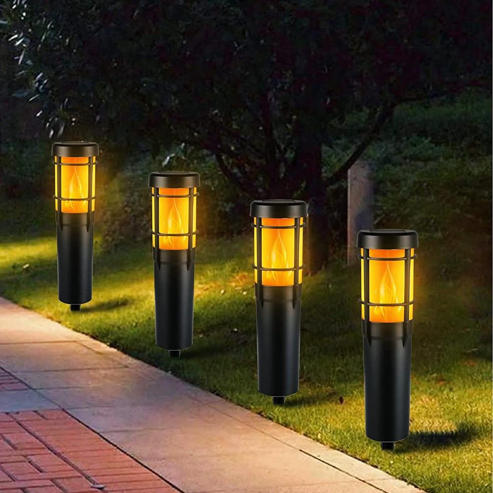 Solar Path Lights for Outdoor Use, with Flickering Flame and RGB colour Changing, LED Solar Outdoor Lights for Yard, Garden, Path, Lawn - IP65 Waterproof
