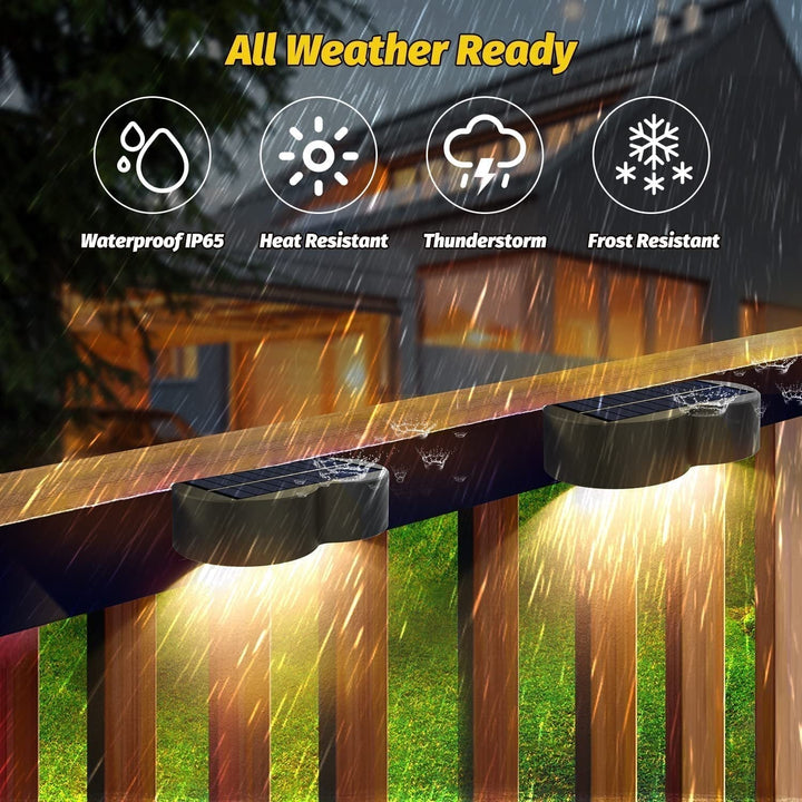 Solar fence lights outdoor wall lights Waterproof IP65, Warm white &amp; RGB 8 specific fixed colours for fence wall step deck patio