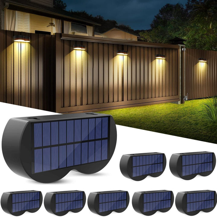 Solar fence lights outdoor wall lights Waterproof IP65, Warm white &amp; RGB 8 specific fixed colours for fence wall step deck patio
