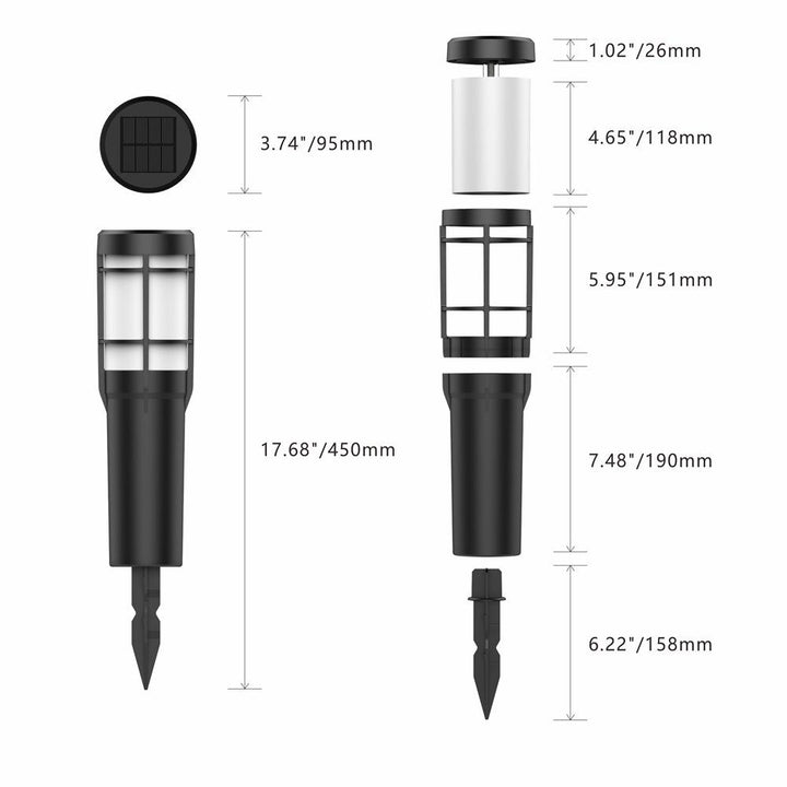 Solar Path Lights for Outdoor Use, with Flickering Flame and RGB colour Changing, LED Solar Outdoor Lights for Yard, Garden, Path, Lawn - IP65 Waterproof