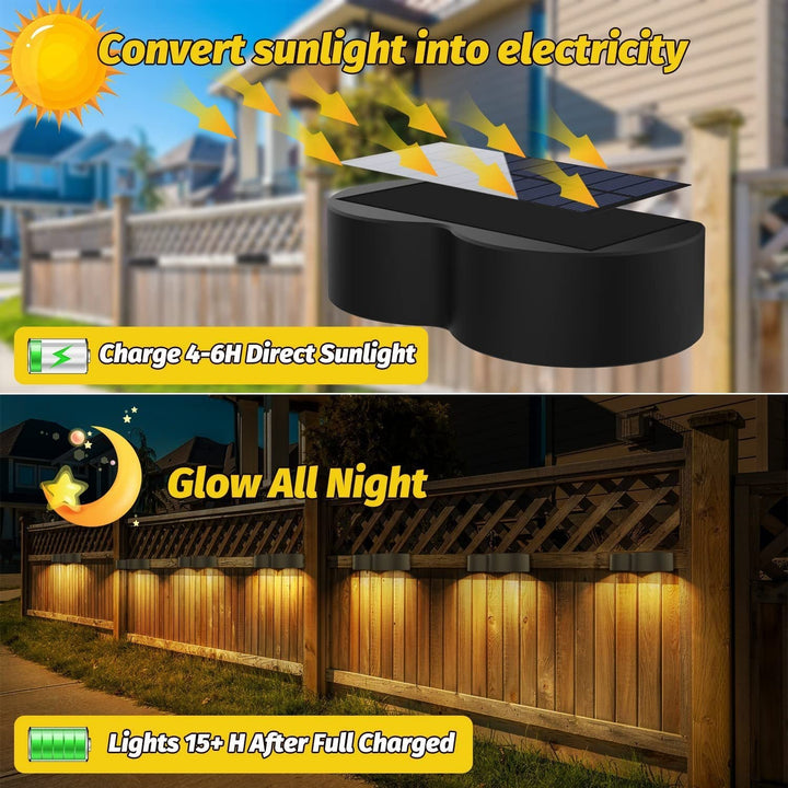 Solar fence lights outdoor wall lights Waterproof IP65, Warm white &amp; RGB 8 specific fixed colours for fence wall step deck patio