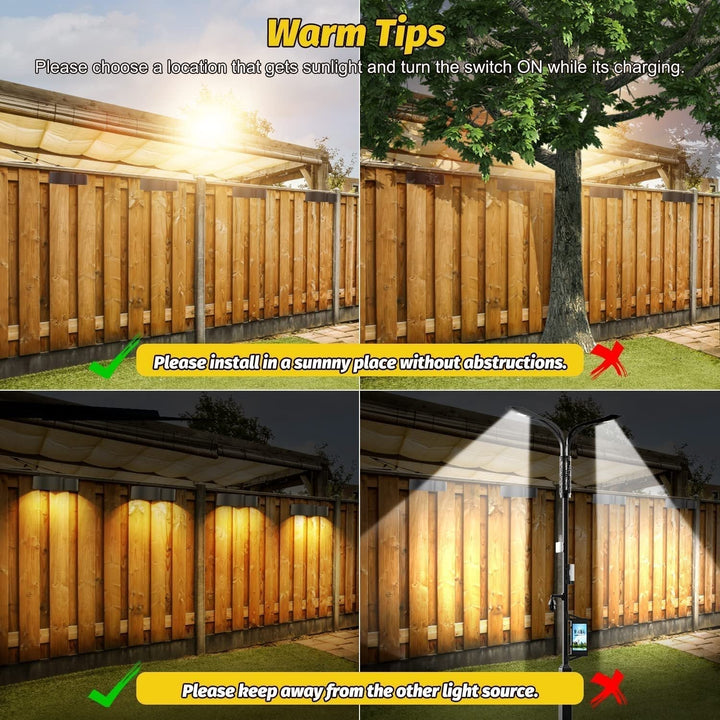 Solar fence lights outdoor wall lights Waterproof IP65, Warm white &amp; RGB 8 specific fixed colours for fence wall step deck patio
