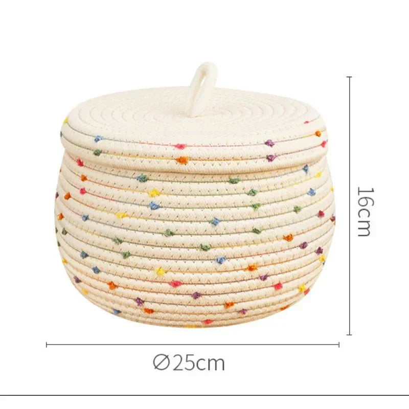 BowLift | Large storage basket made of cotton rope with lid