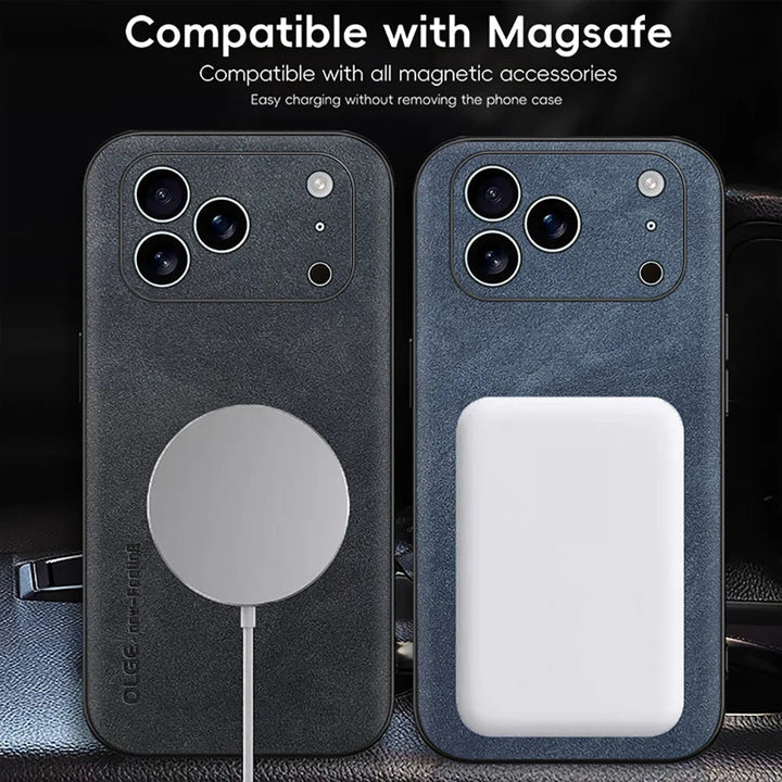 LUXEGUARD – Premium Leather Phone Case with MagSafe for iPhone