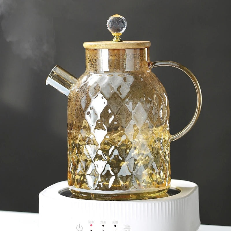 BowLift | Classic Crystal Teapot | Glass &amp; Wood