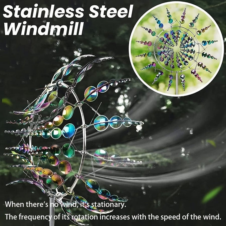 BowLift | 1 Piece Magical Metal Windmill, 3D Metal Outdoor Wind Chime for Yard and Garden, Unique Metal Kinetic Wind Sculptures &amp; Wind Chime, Wind Catcher Metal Outdoor Lawn Terrace Decoration Wind Sculpture