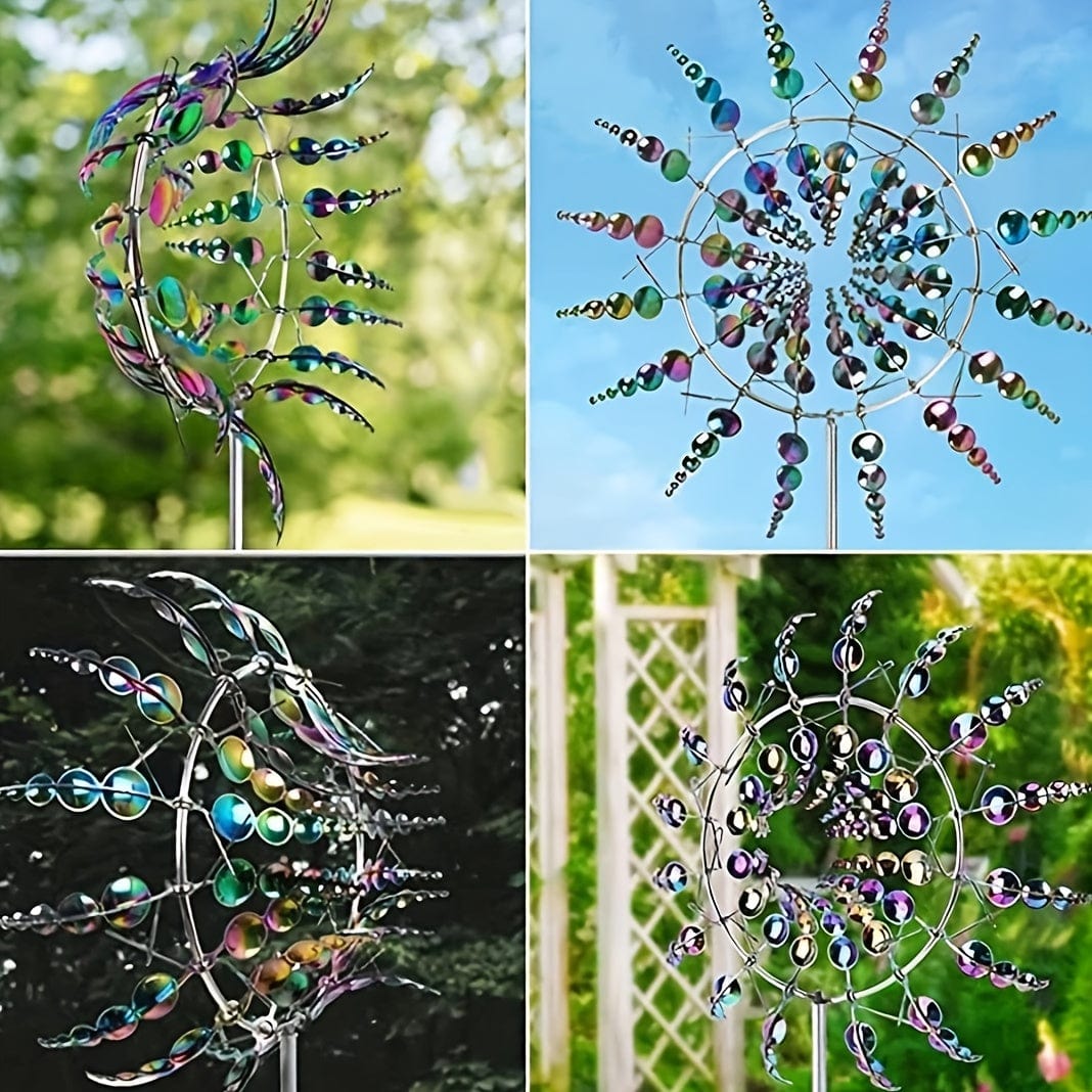 BowLift | 1 Piece Magical Metal Windmill, 3D Metal Outdoor Wind Chime for Yard and Garden, Unique Metal Kinetic Wind Sculptures &amp; Wind Chime, Wind Catcher Metal Outdoor Lawn Terrace Decoration Wind Sculpture