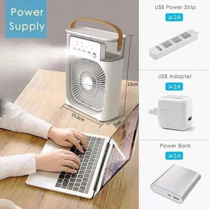 New 3 In 1 Fan Air Conditioner Household Mini Air Cooler LED Night Light Portable Humidifier Air Adjustment Fan Office Home Fan |