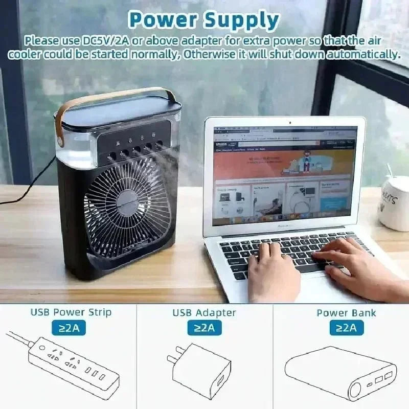 New 3 In 1 Fan Air Conditioner Household Mini Air Cooler LED Night Light Portable Humidifier Air Adjustment Fan Office Home Fan |
