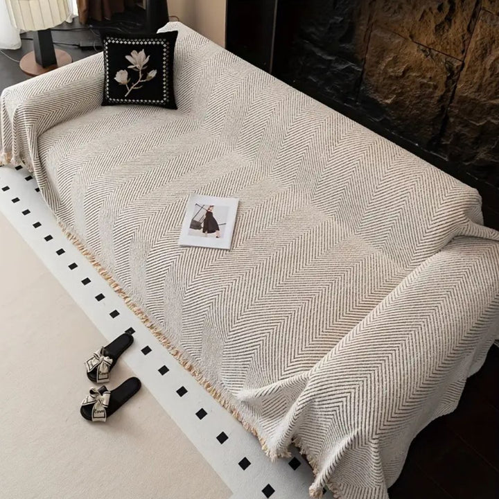CUSHVIVE – Herringbone Sofa Cover with Splash Protection and Non-Slip Design