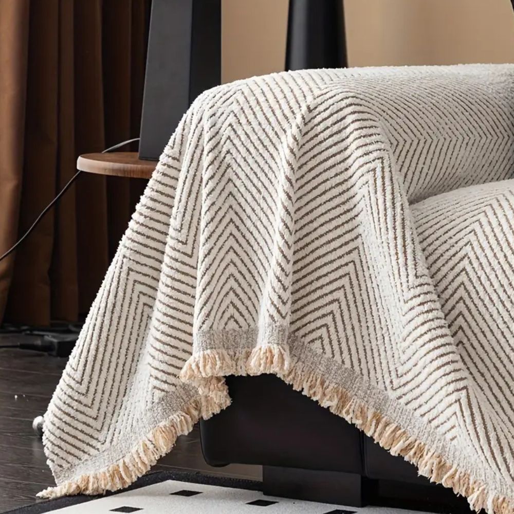 CUSHVIVE – Herringbone Sofa Cover with Splash Protection and Non-Slip Design