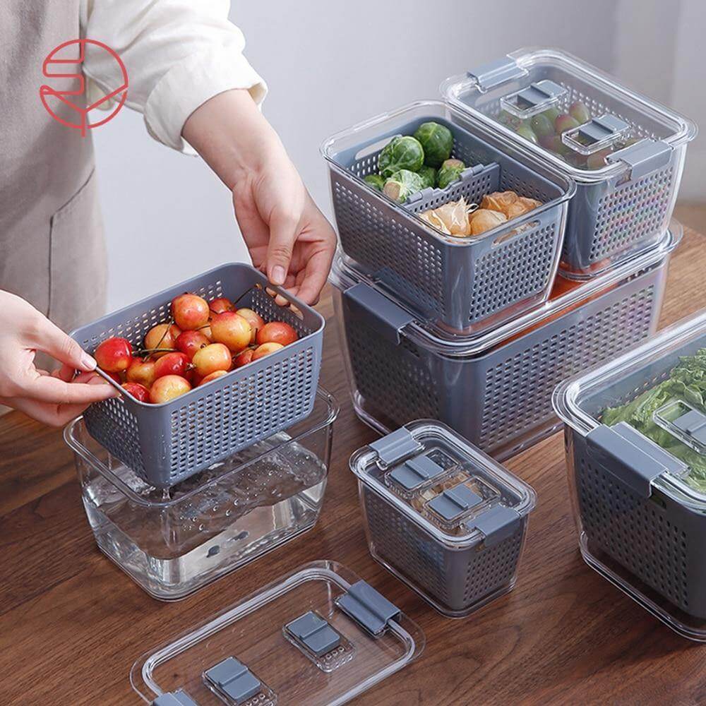 BowLift | Multifunctional Vegetable &amp; Fruit Refrigerator Drainage Organizer Box with Lid