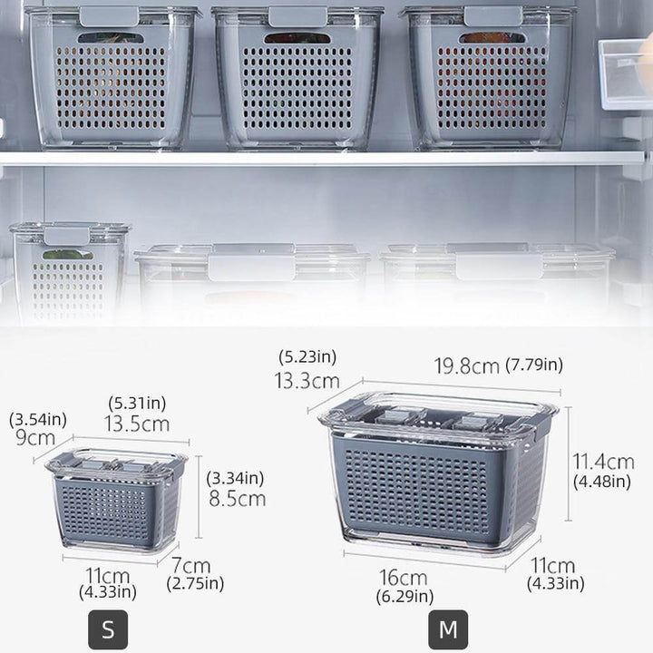 BowLift | Multifunctional Vegetable &amp; Fruit Refrigerator Drainage Organizer Box with Lid