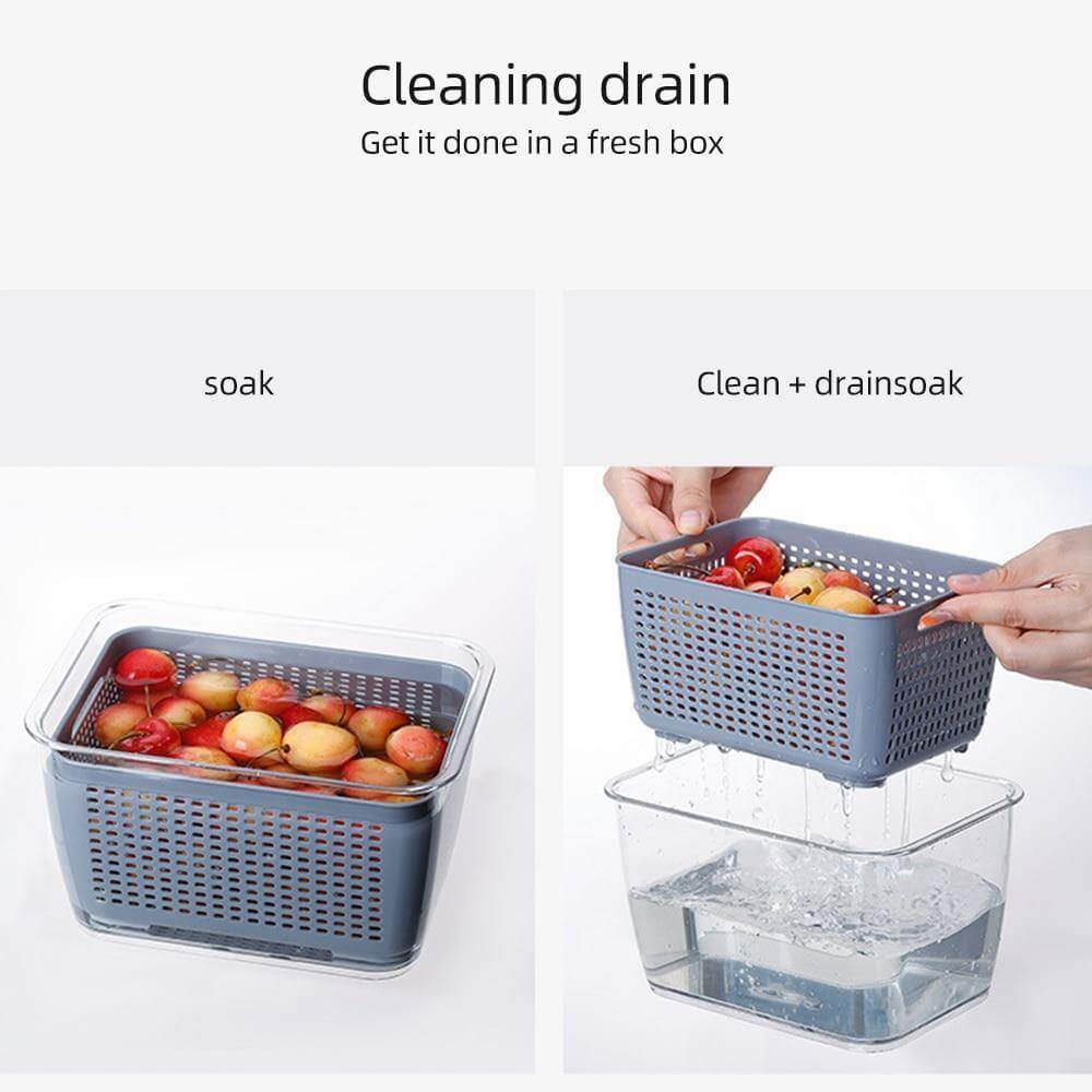 BowLift | Multifunctional Vegetable &amp; Fruit Refrigerator Drainage Organizer Box with Lid
