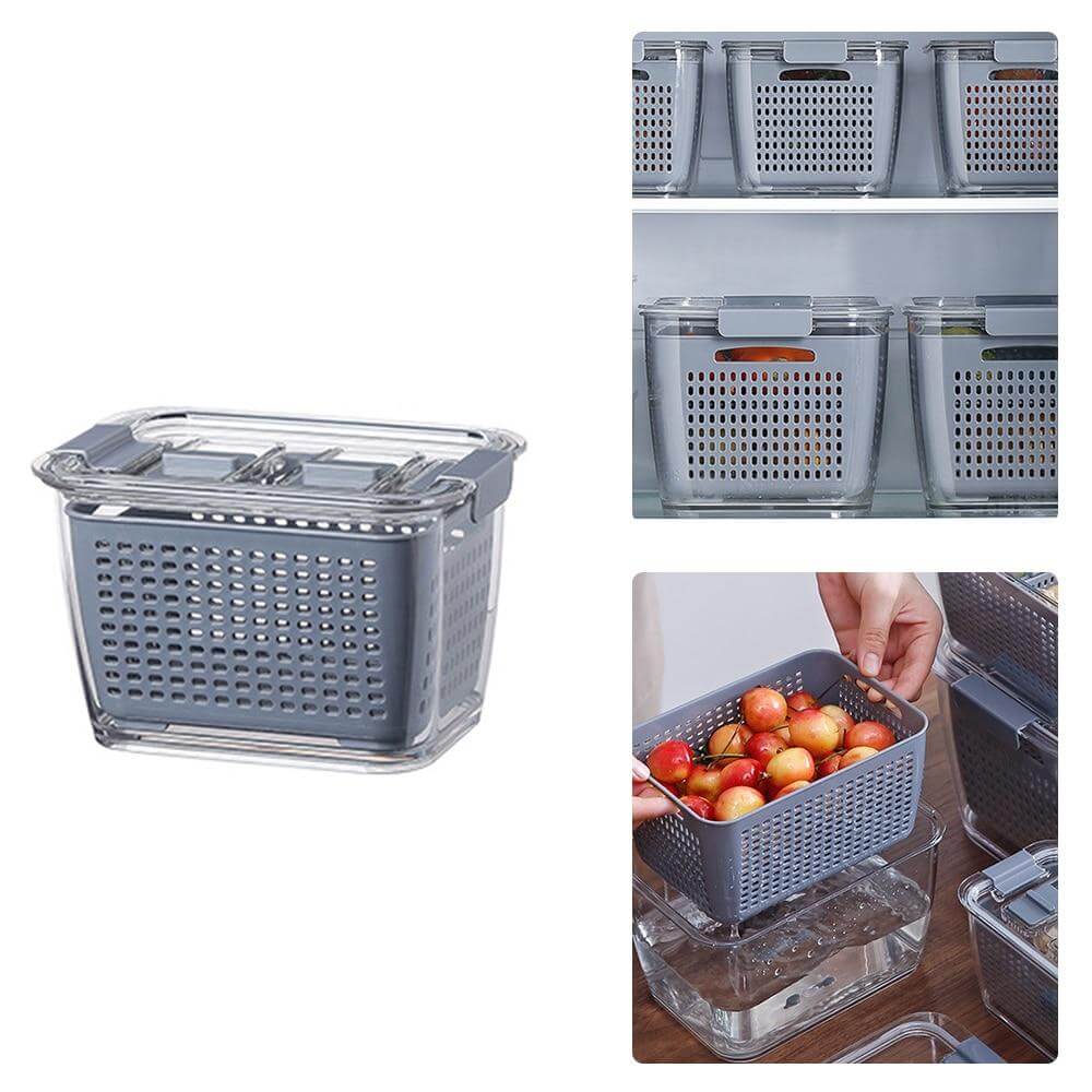 BowLift | Multifunctional Vegetable &amp; Fruit Refrigerator Drainage Organizer Box with Lid