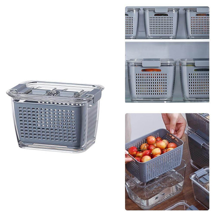 BowLift | Multifunctional Vegetable &amp; Fruit Refrigerator Drainage Organizer Box with Lid