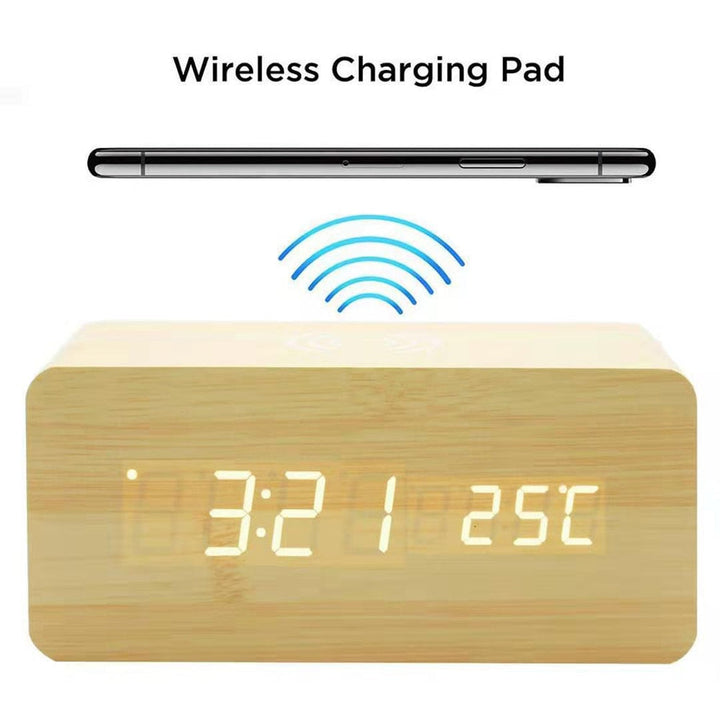 BowLift | Modern Wood Wireless Charging Clock