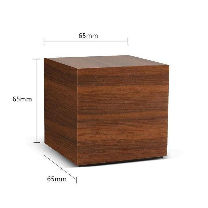 LED alarm clock in wooden cube shape