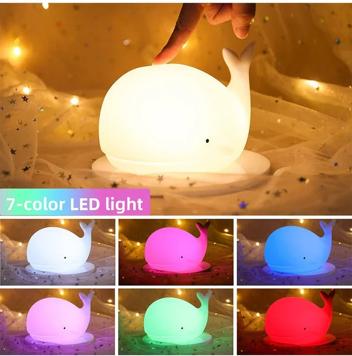 Cute Whale Night Light with colour Change - GlowWhale |