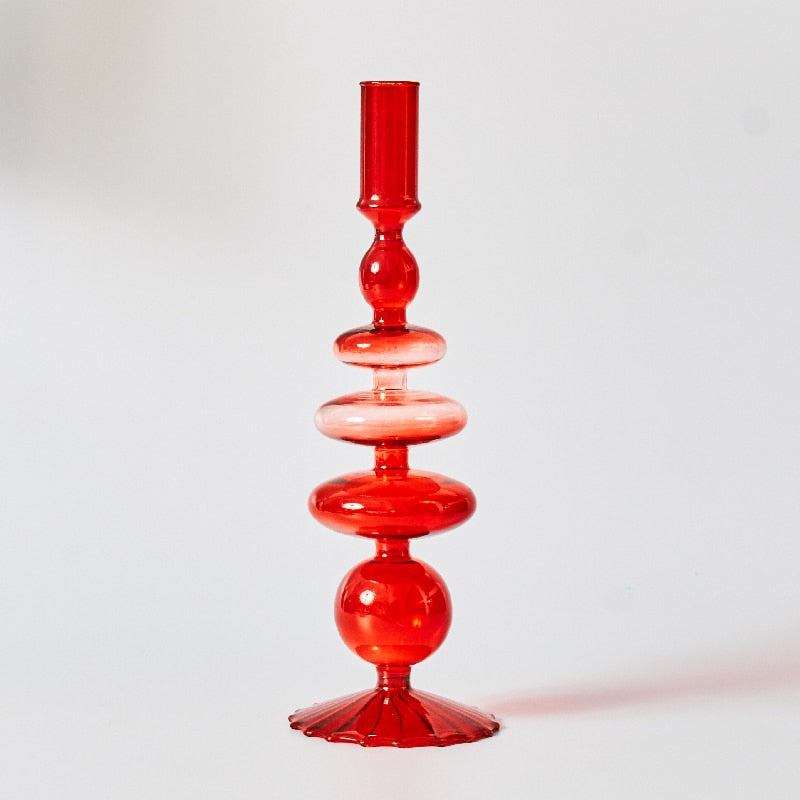 BowLift | Cherry Red Glass Stick Candle Holder &amp; Vases