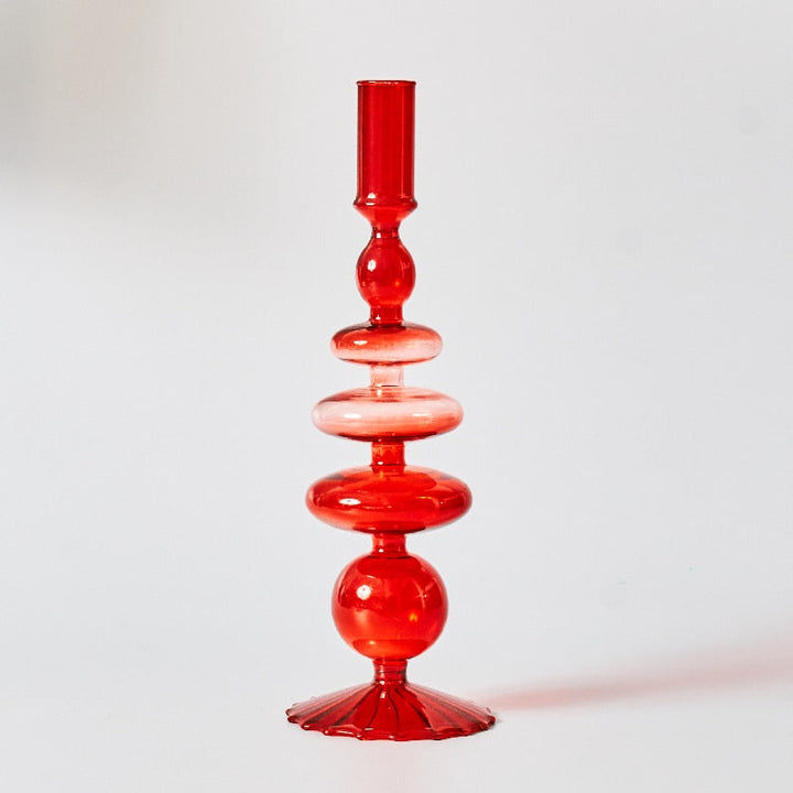 BowLift | Cherry Red Glass Stick Candle Holder &amp; Vases