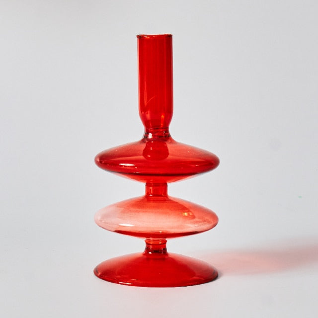 BowLift | Cherry Red Glass Stick Candle Holder &amp; Vases