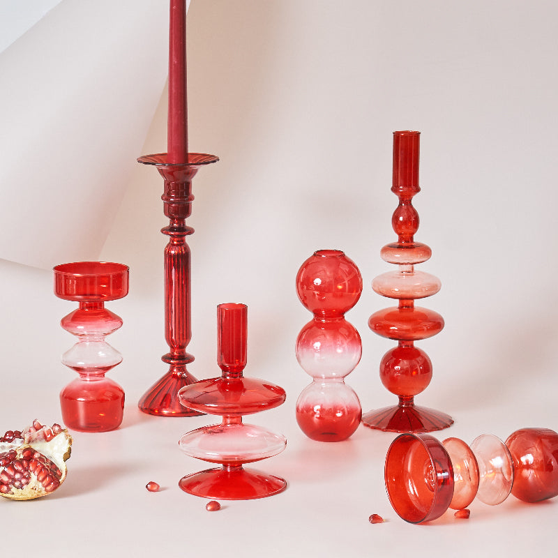 BowLift | Cherry Red Glass Stick Candle Holder &amp; Vases