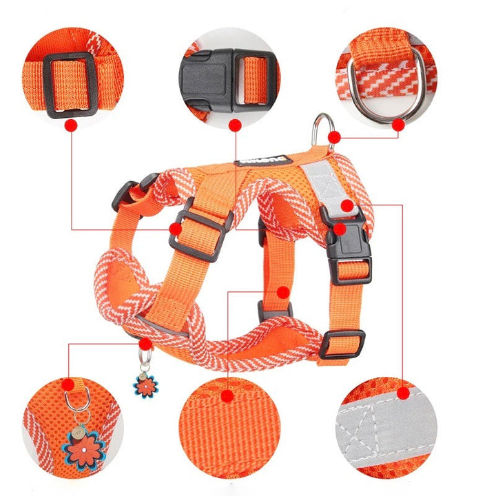 Reflective Harness and Leash Set for Small Dogs - AirFlex Bowlift
