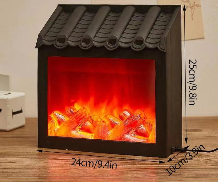 Retro Fireplace Lantern – Flickering Flame Night Light for Christmas Charm, USB/Battery-Powered Holiday Décor