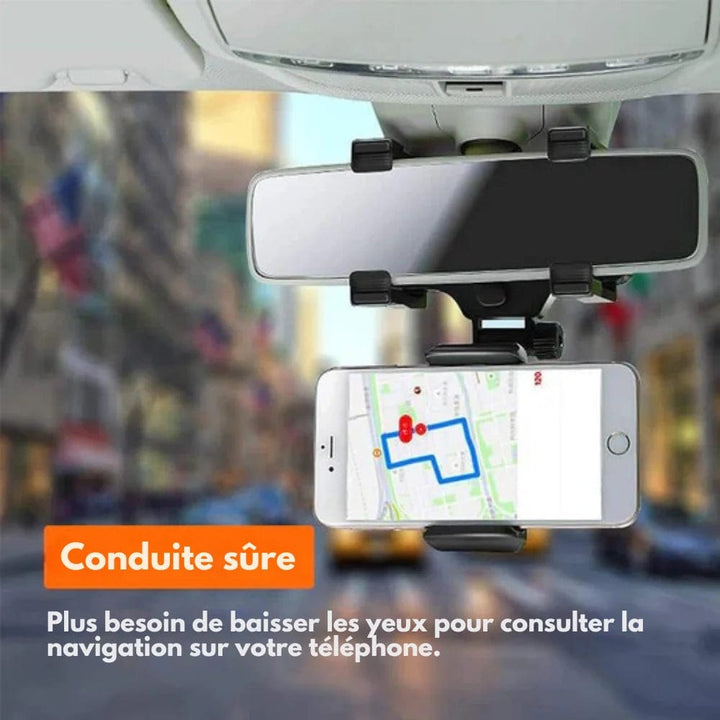 Roadview – Rearview Mirror Phone Mount with 360° Rotation &amp; Telescopic Arm
