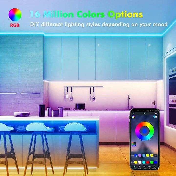 LED Light Strip, 30 m, 15 m, Music Synchronization, Bluetooth, 5050, RGB Ambient Light with Remote Control