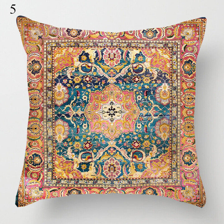 Ethnic Boho Mandala Print Linen Throw Pillow Case Sofa Cushion Cover Home Decor