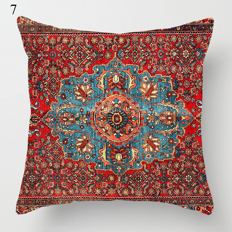 Ethnic Boho Mandala Print Linen Throw Pillow Case Sofa Cushion Cover Home Decor
