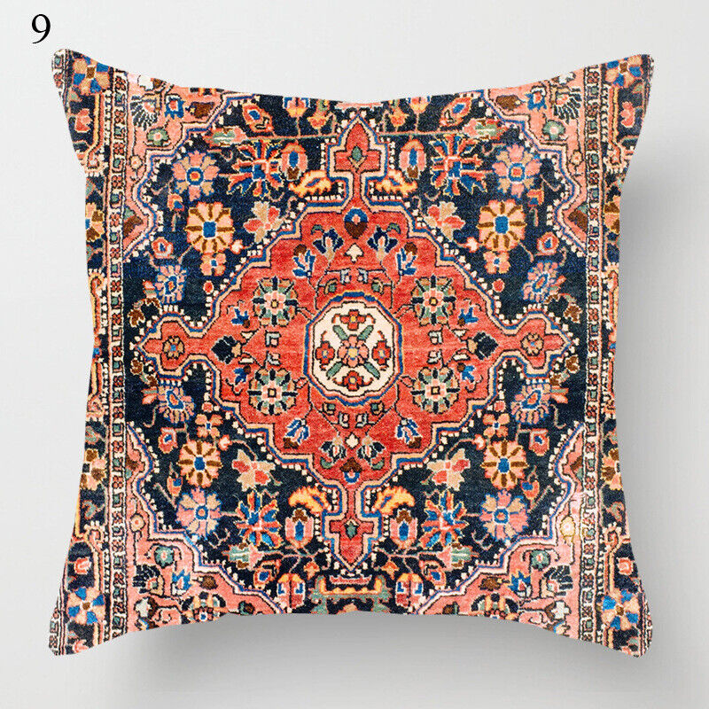 Ethnic Boho Mandala Print Linen Throw Pillow Case Sofa Cushion Cover Home Decor