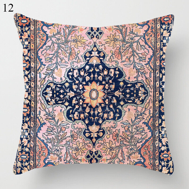 Ethnic Boho Mandala Print Linen Throw Pillow Case Sofa Cushion Cover Home Decor