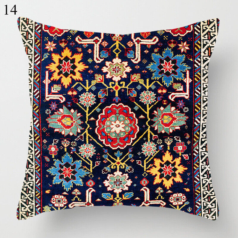 Ethnic Boho Mandala Print Linen Throw Pillow Case Sofa Cushion Cover Home Decor