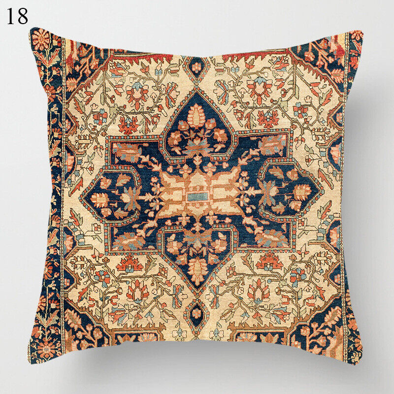 Ethnic Boho Mandala Print Linen Throw Pillow Case Sofa Cushion Cover Home Decor