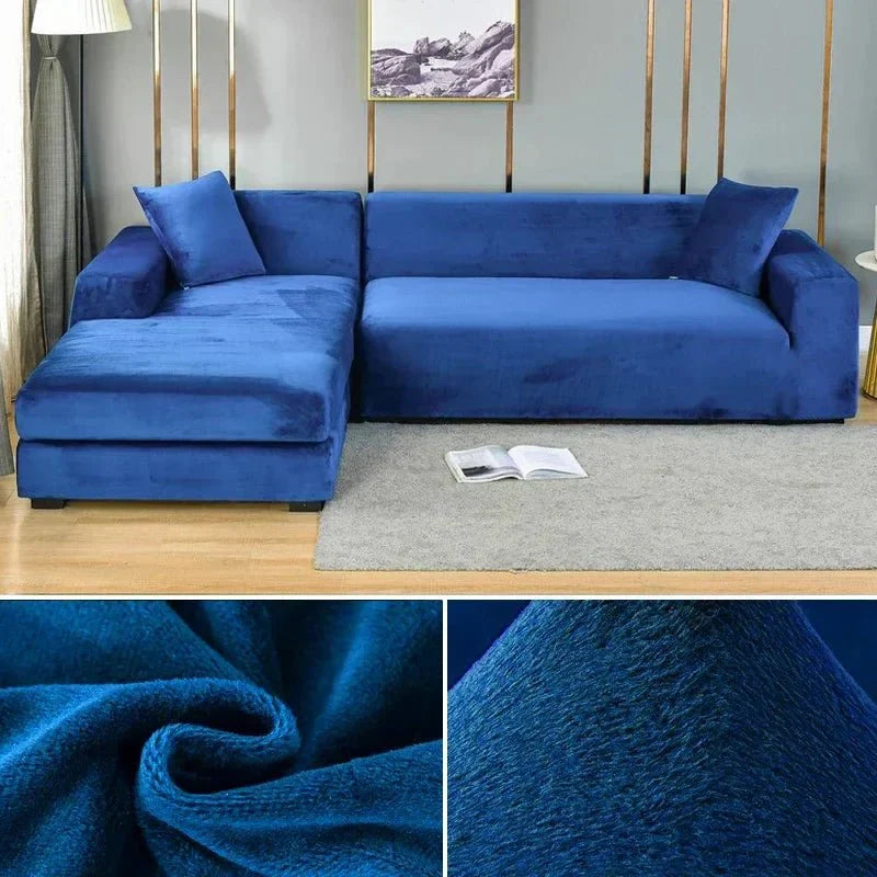 Samtlux Velvet Sofa Cover – Elegant Stretch Fit for Luxurious Comfort and Protection