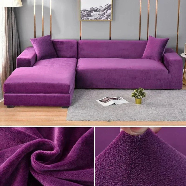 Samtlux Velvet Sofa Cover – Elegant Stretch Fit for Luxurious Comfort and Protection