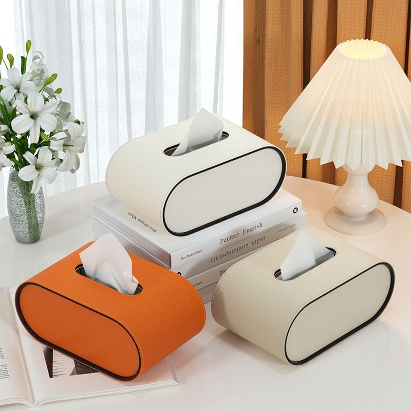 BowLift | Tissue box - Oval Elegance - Leather design - Functional &amp; Stylish