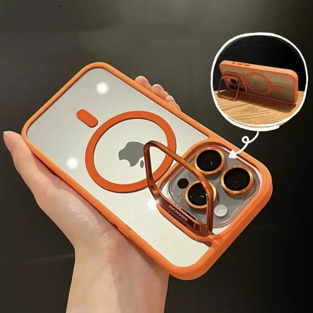 Shockproof Magnetic Phone Case with Glass Lens Guard &amp; Stand – 1+1 FREE
