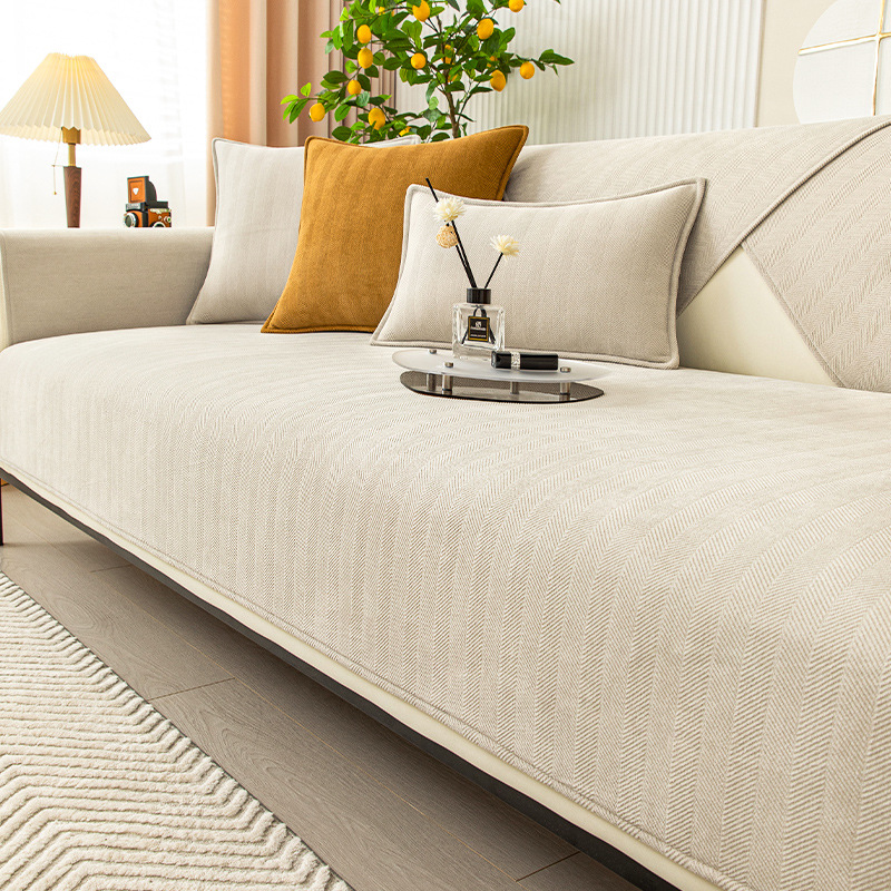 Herringbone Chenille Fabric Furniture Protector Sofa Cover |