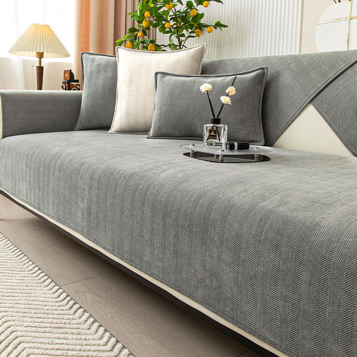 Herringbone Chenille Fabric Furniture Protector Sofa Cover |