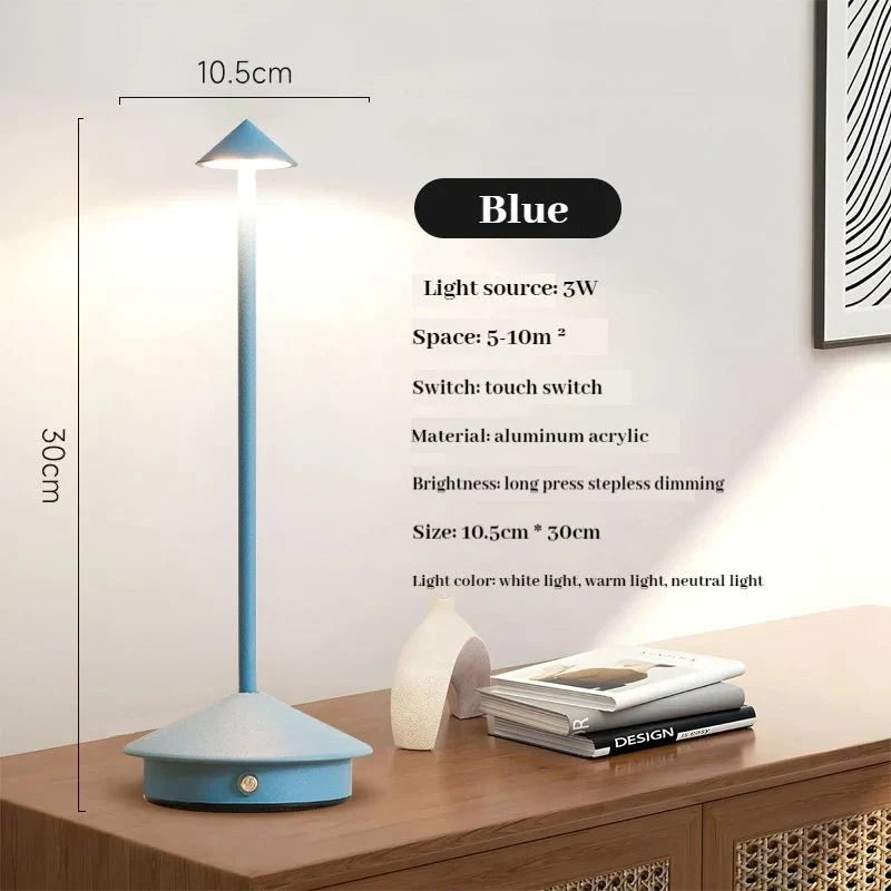 Elegant rechargeable metallic table lamp